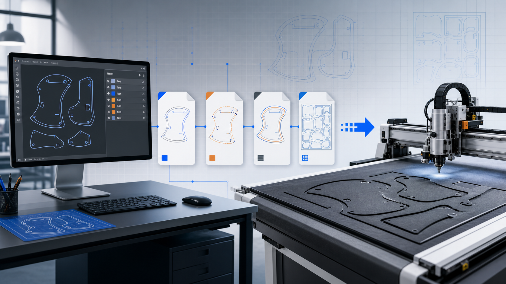 CNC cutter file formats moving from vector design to nested cutting workflow