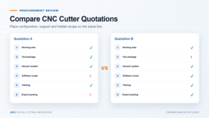 Compare CNC cutter quotations line by line across configuration and support scope